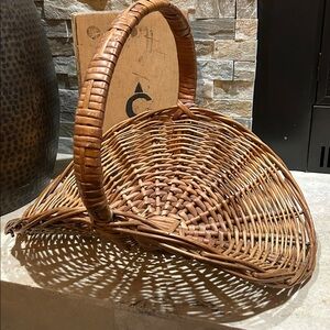 XL Vintage Wicker Gathering Basket Herb Flower Garden French Country Style Wood